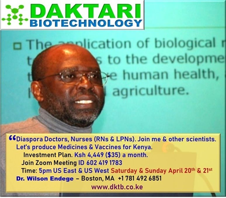 Diaspora Kenyans Join Dr. Endege in Medicines & Vaccines Production